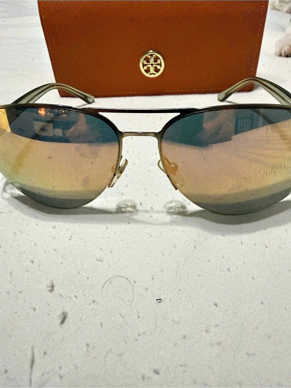 Tory Burch Aviator Sunglasses in Brown & Blue